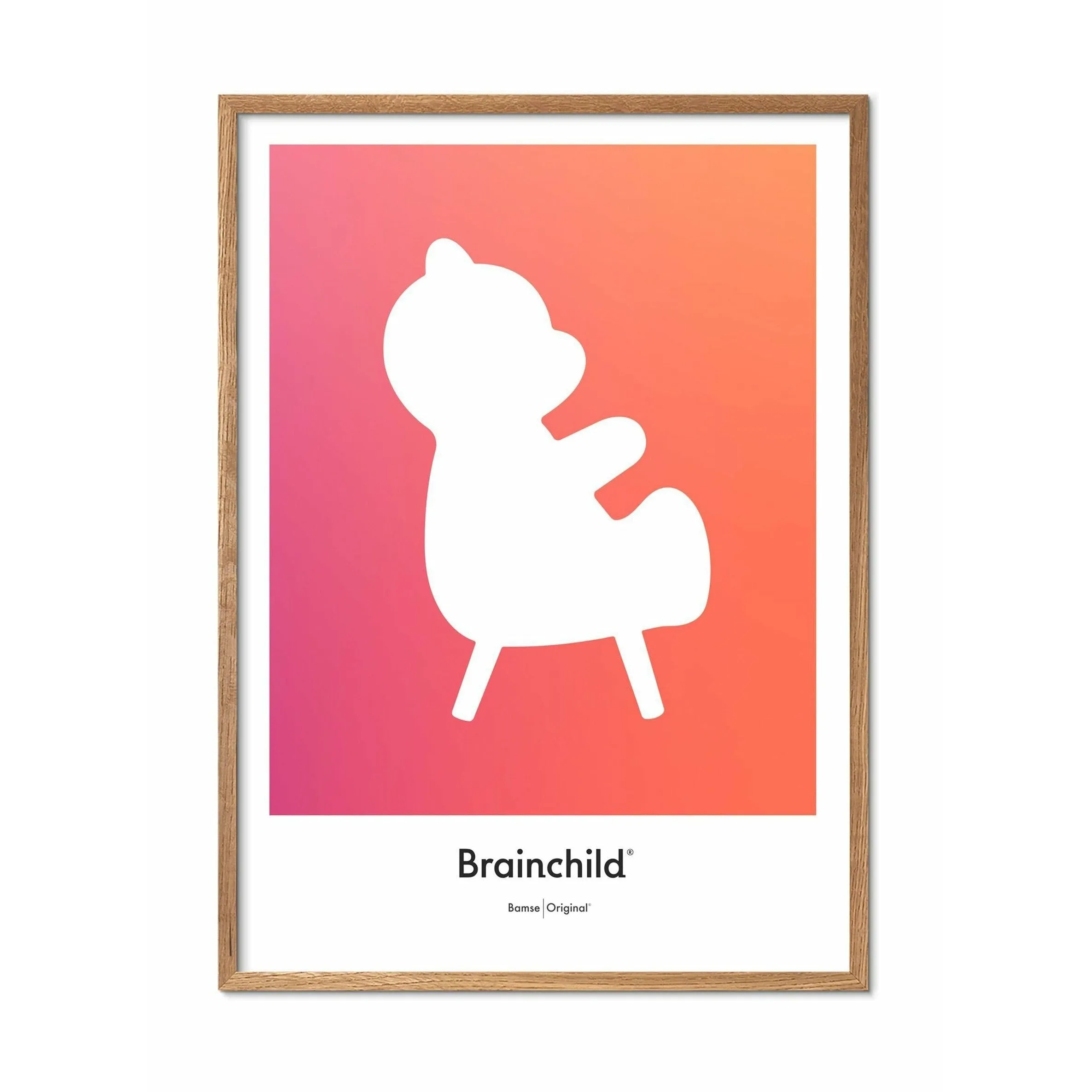 Brainchild Teddy Bear Design Icon Poster, Frame Made Of Light Wood A5, Orange