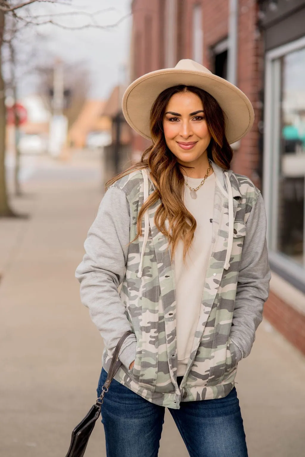 Camo Sweatshirt Accent Jacket