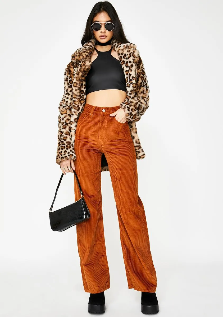 Caramel Ribcage Wide Leg Corduroy Pants