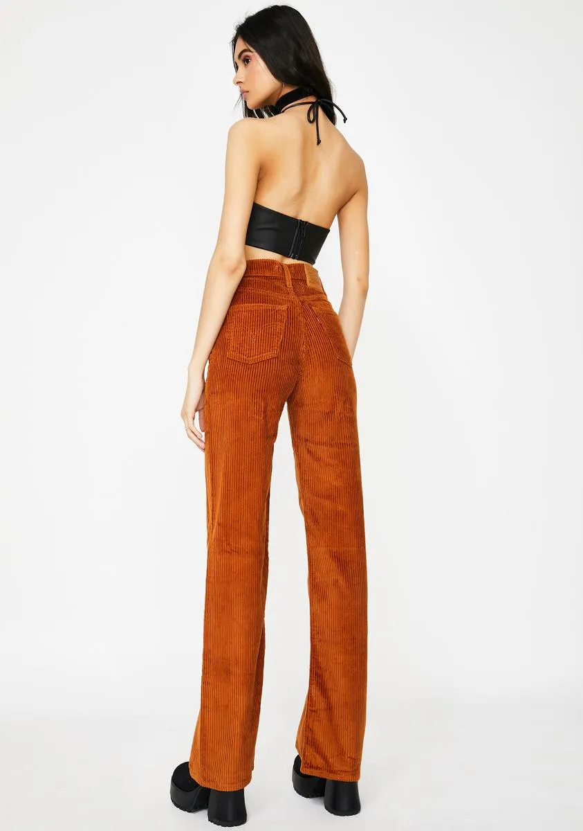 Caramel Ribcage Wide Leg Corduroy Pants