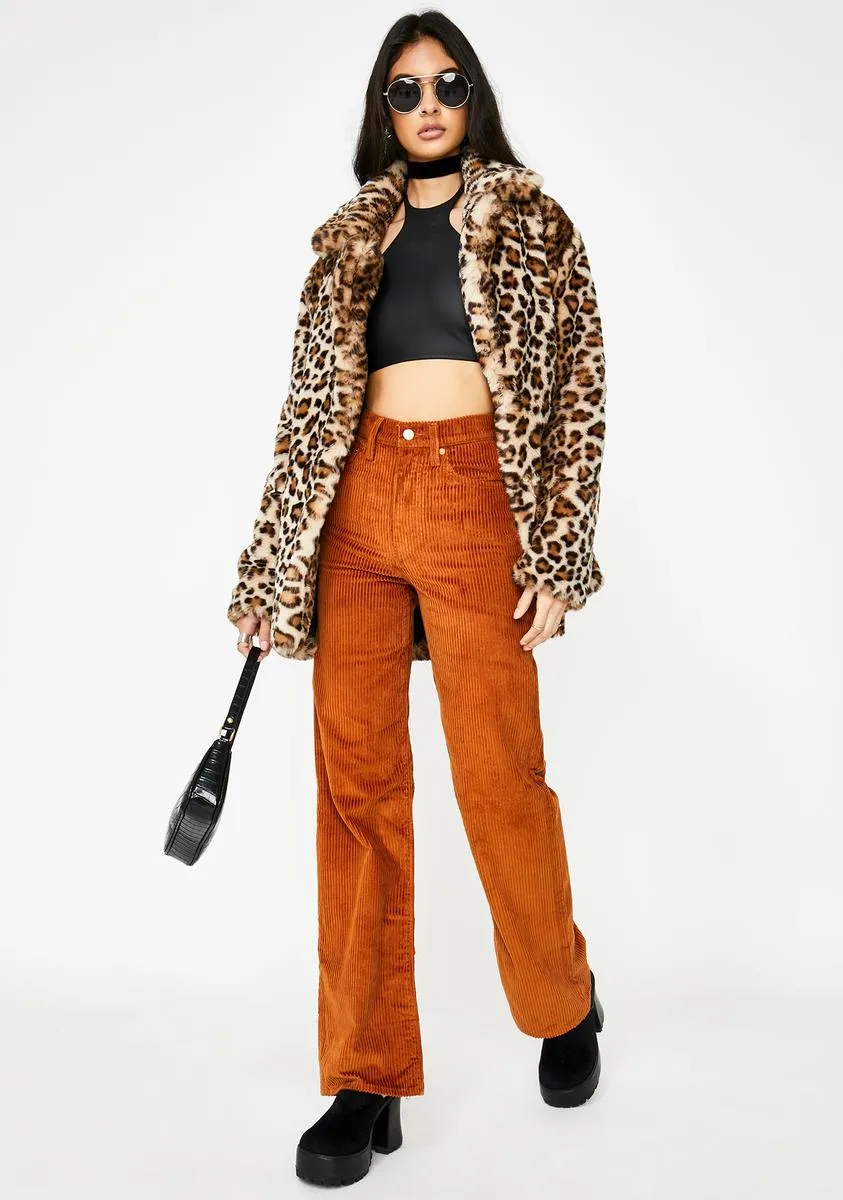 Caramel Ribcage Wide Leg Corduroy Pants