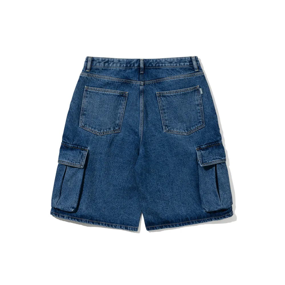 CARGO LOOSEFIT DENIM SHORT PANTS DEEP BLUE