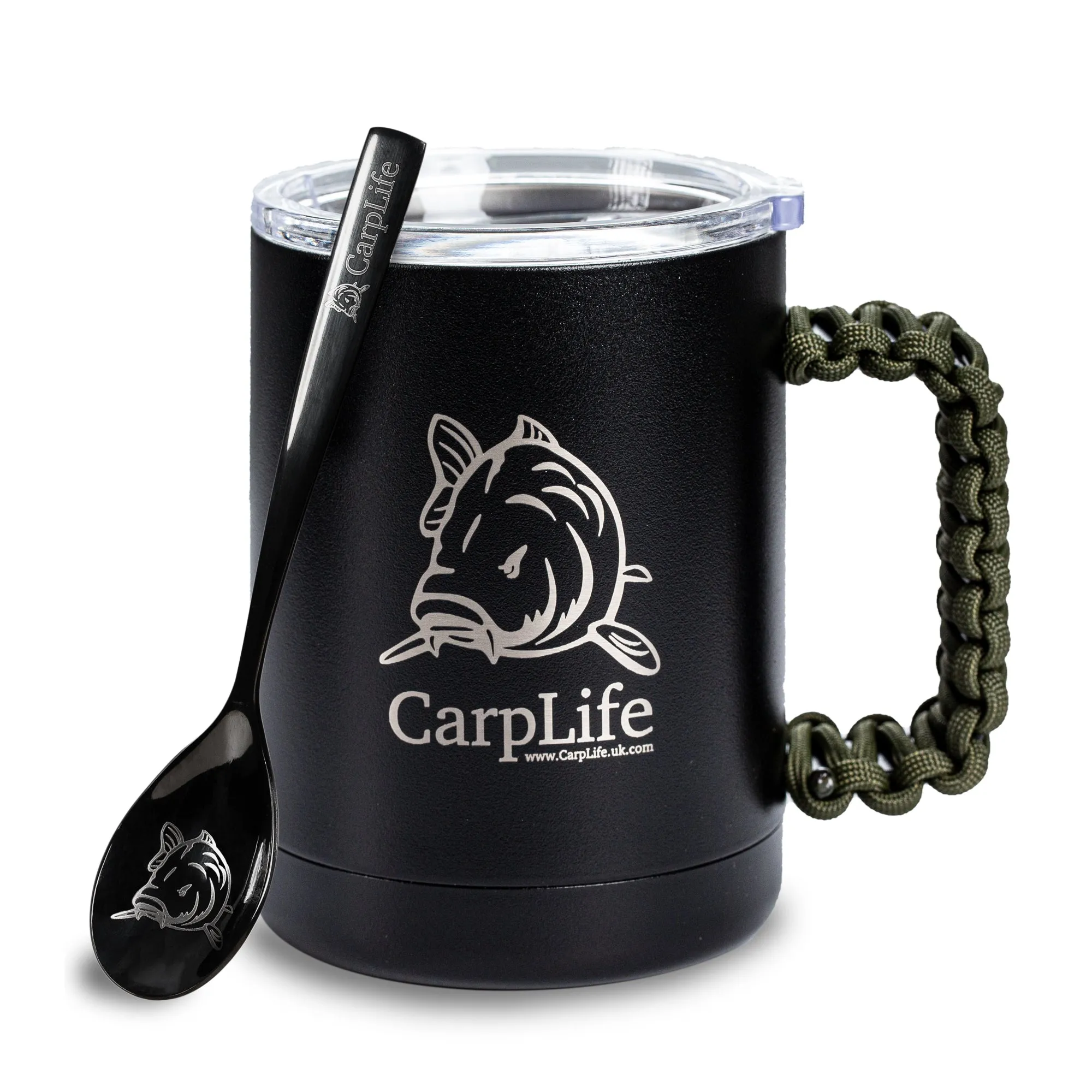 CarpLife Thermal Mug & Spoon Set - Black Paracord Handle