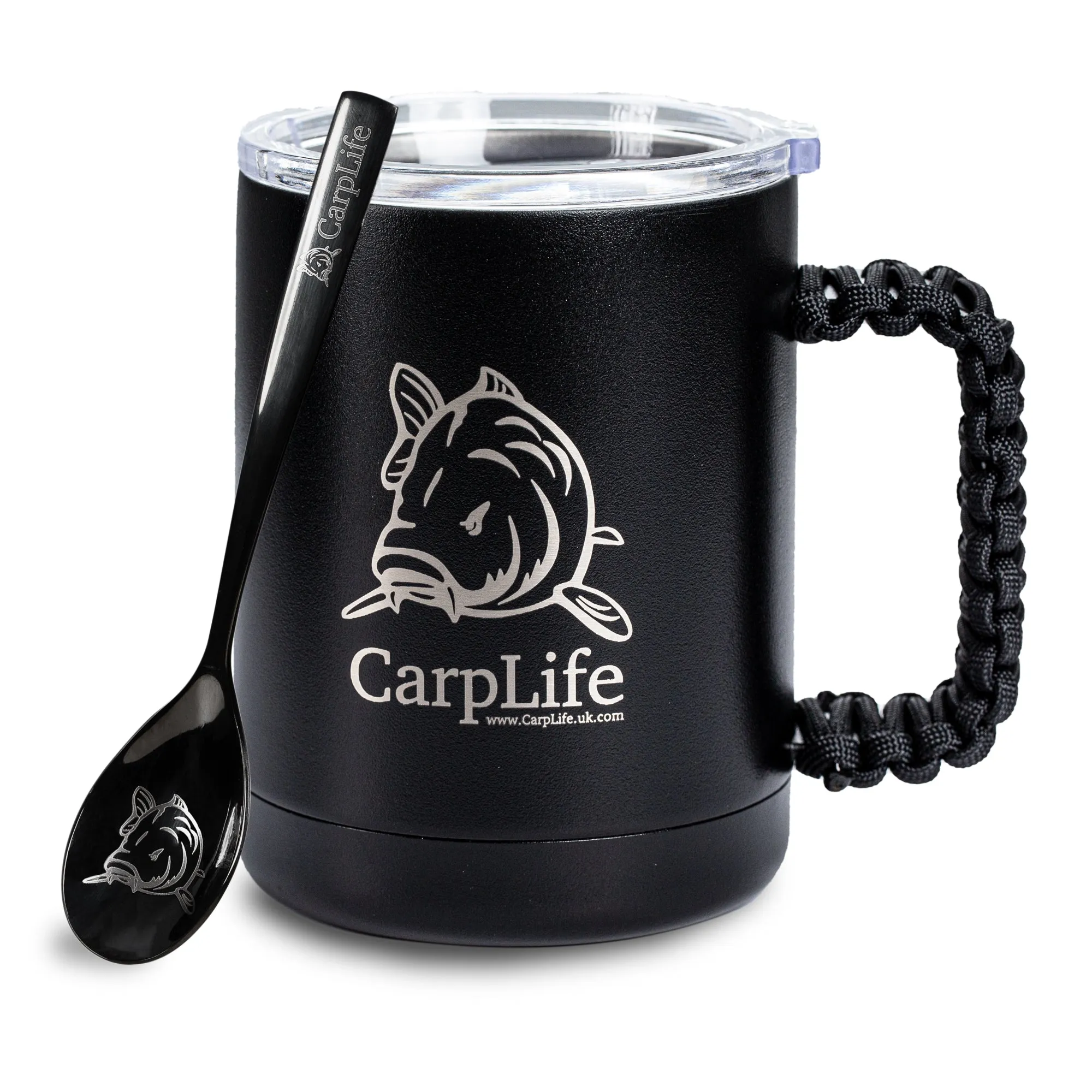 CarpLife Thermal Mug & Spoon Set - Black Paracord Handle