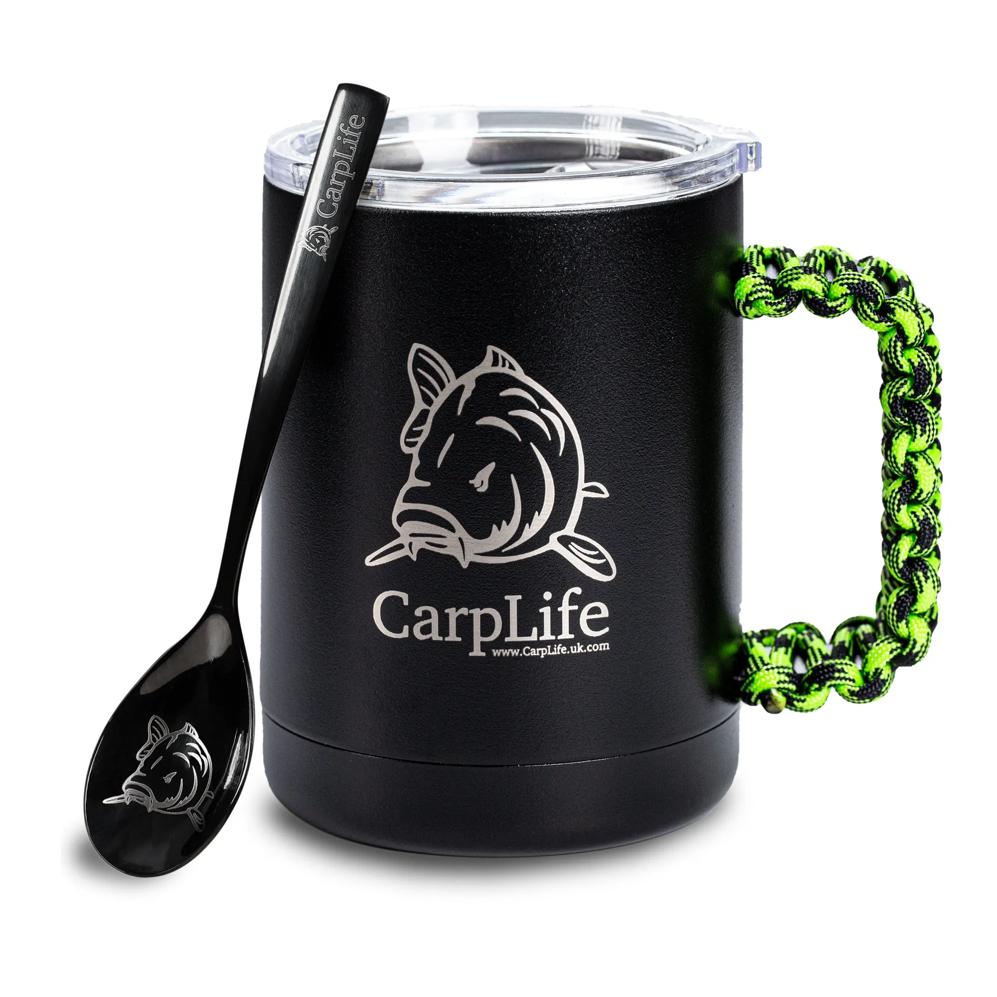 CarpLife Thermal Mug & Spoon Set - Black Paracord Handle