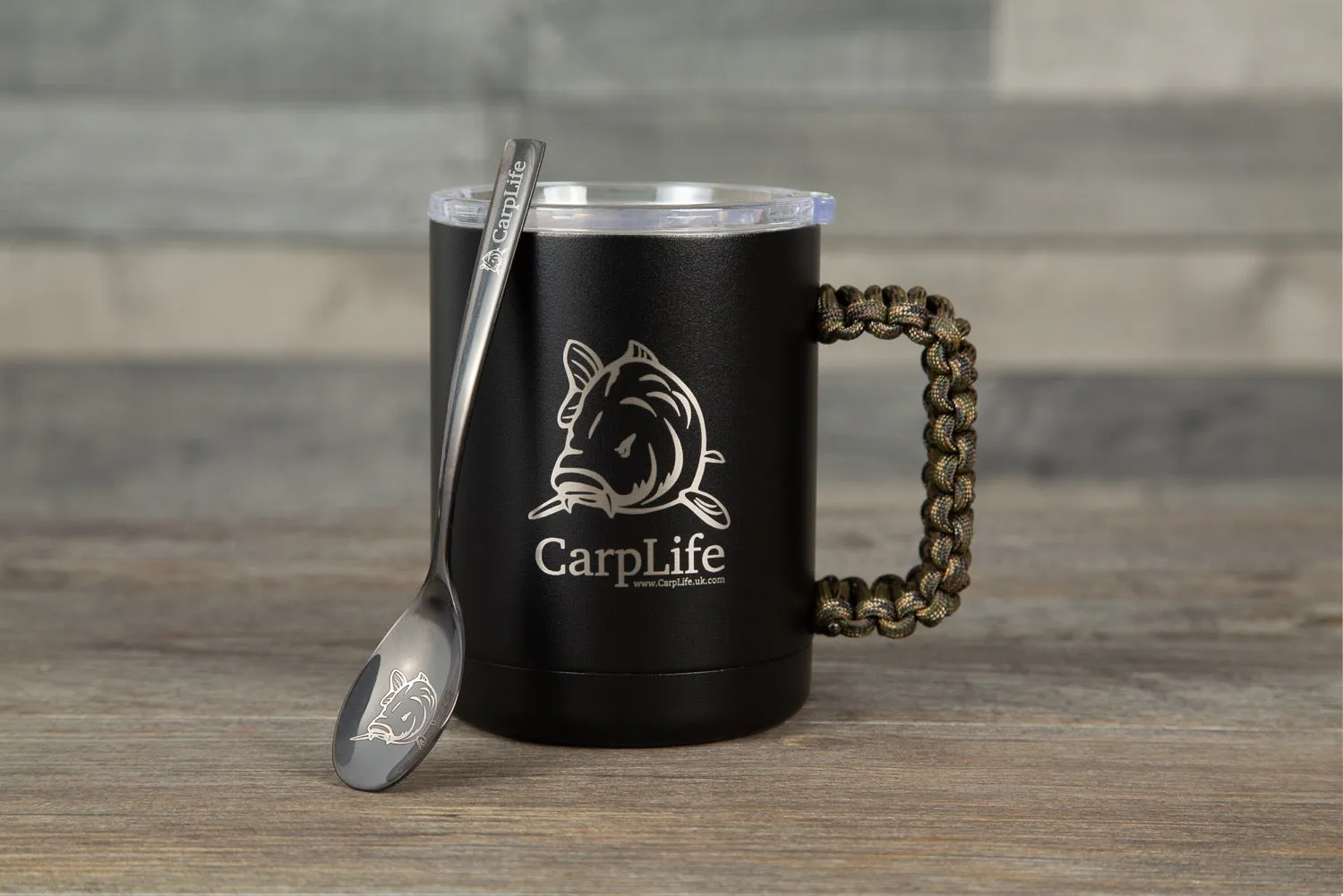 CarpLife Thermal Mug & Spoon Set - Black Paracord Handle