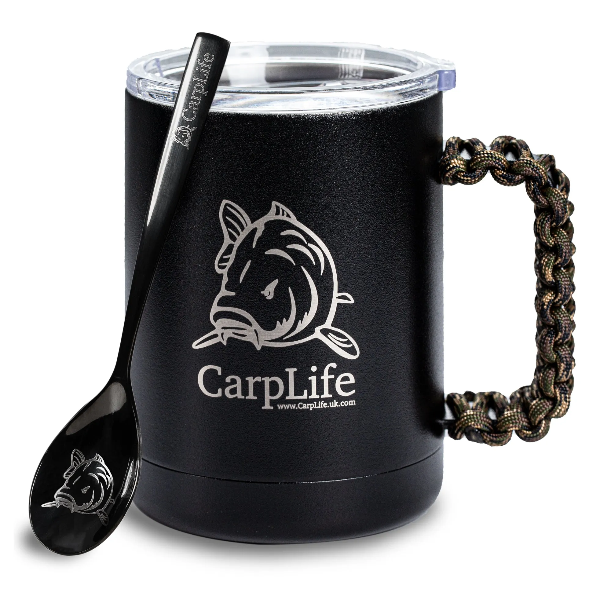 CarpLife Thermal Mug & Spoon Set - Black Paracord Handle