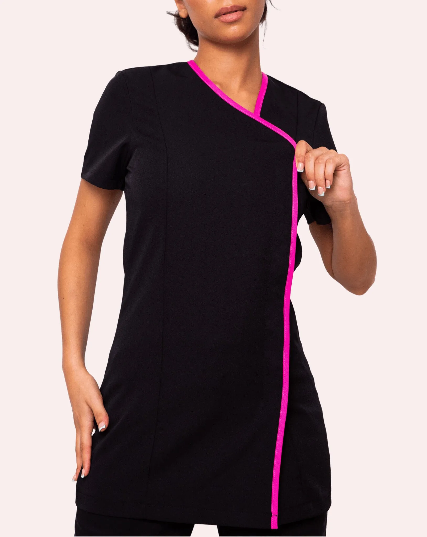 Charm Asymmetric Tunic - Black / Hot Pink