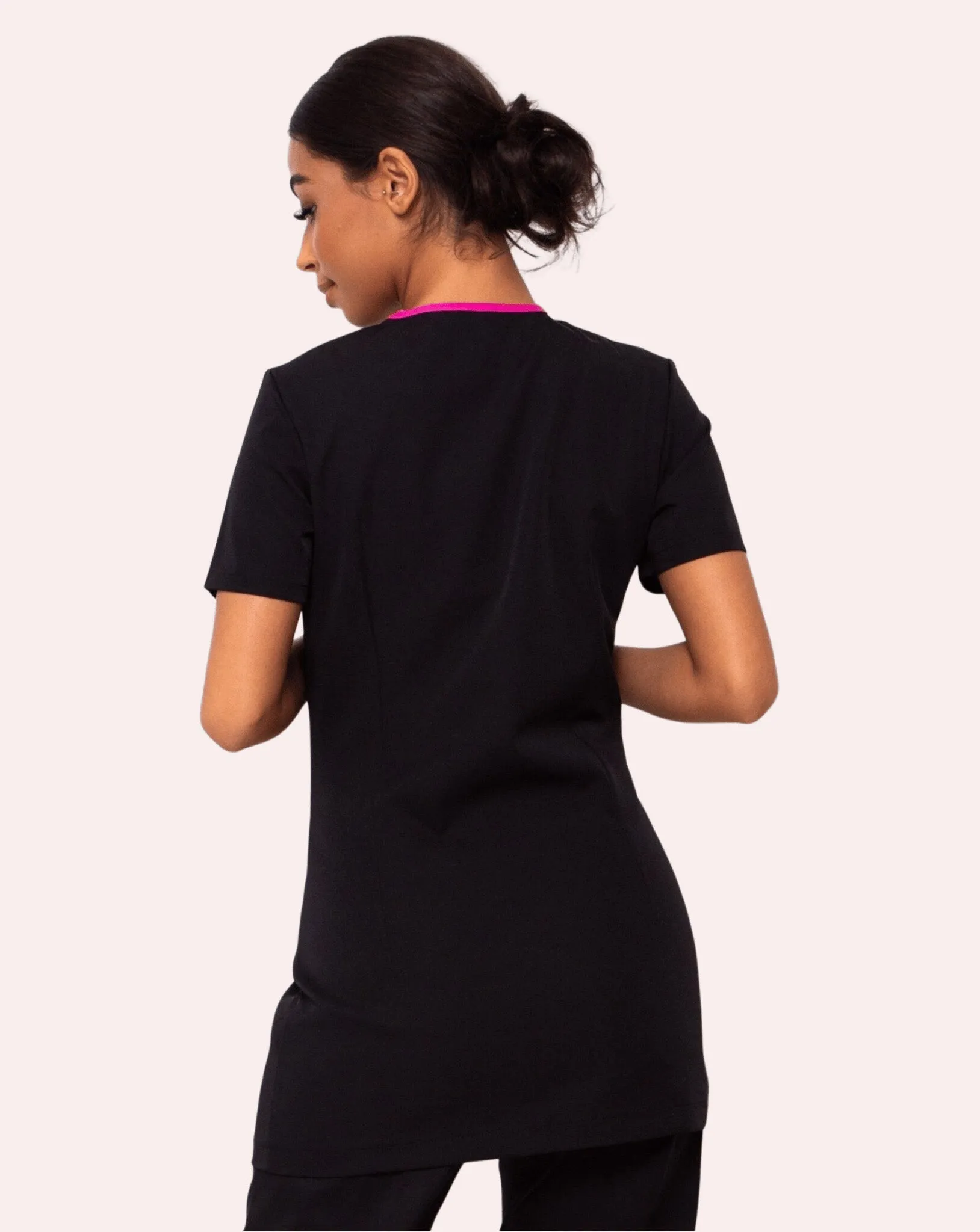 Charm Asymmetric Tunic - Black / Hot Pink