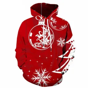 Christmas Sweatshirts men New Year 3d Printed Red Hoodie Print Snowflake Sweatshirt Printed