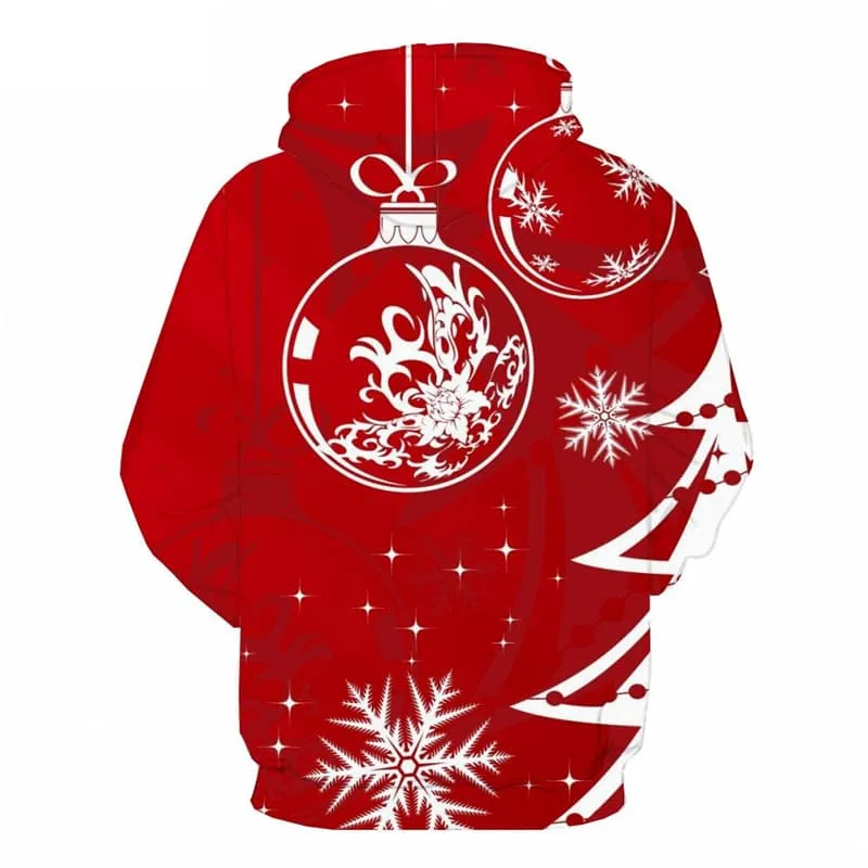 Christmas Sweatshirts men New Year 3d Printed Red Hoodie Print Snowflake Sweatshirt Printed