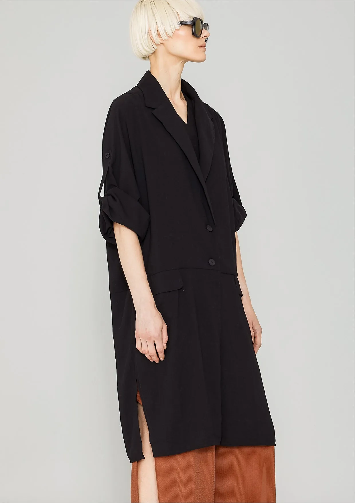 COAT - VINTAGE SAKURA CREPE black