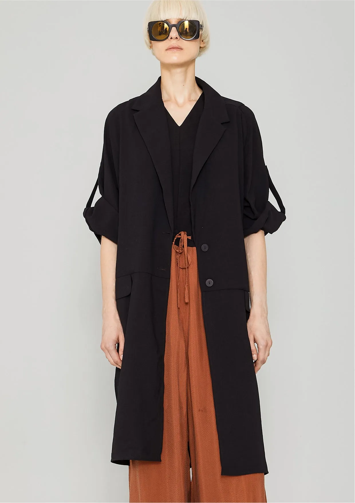 COAT - VINTAGE SAKURA CREPE black