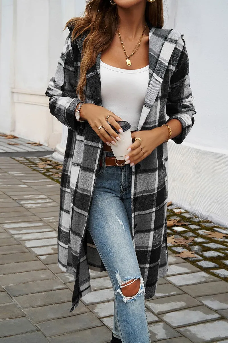 Cool Plaid Trails Hooded Shirt Jacket