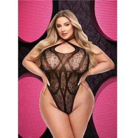 CRISS CROSS LACE TEDDY - BLACK - QUEEN SIZE