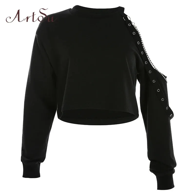 Crop Top Long Sleeve Off Shoulder Sweatshirt