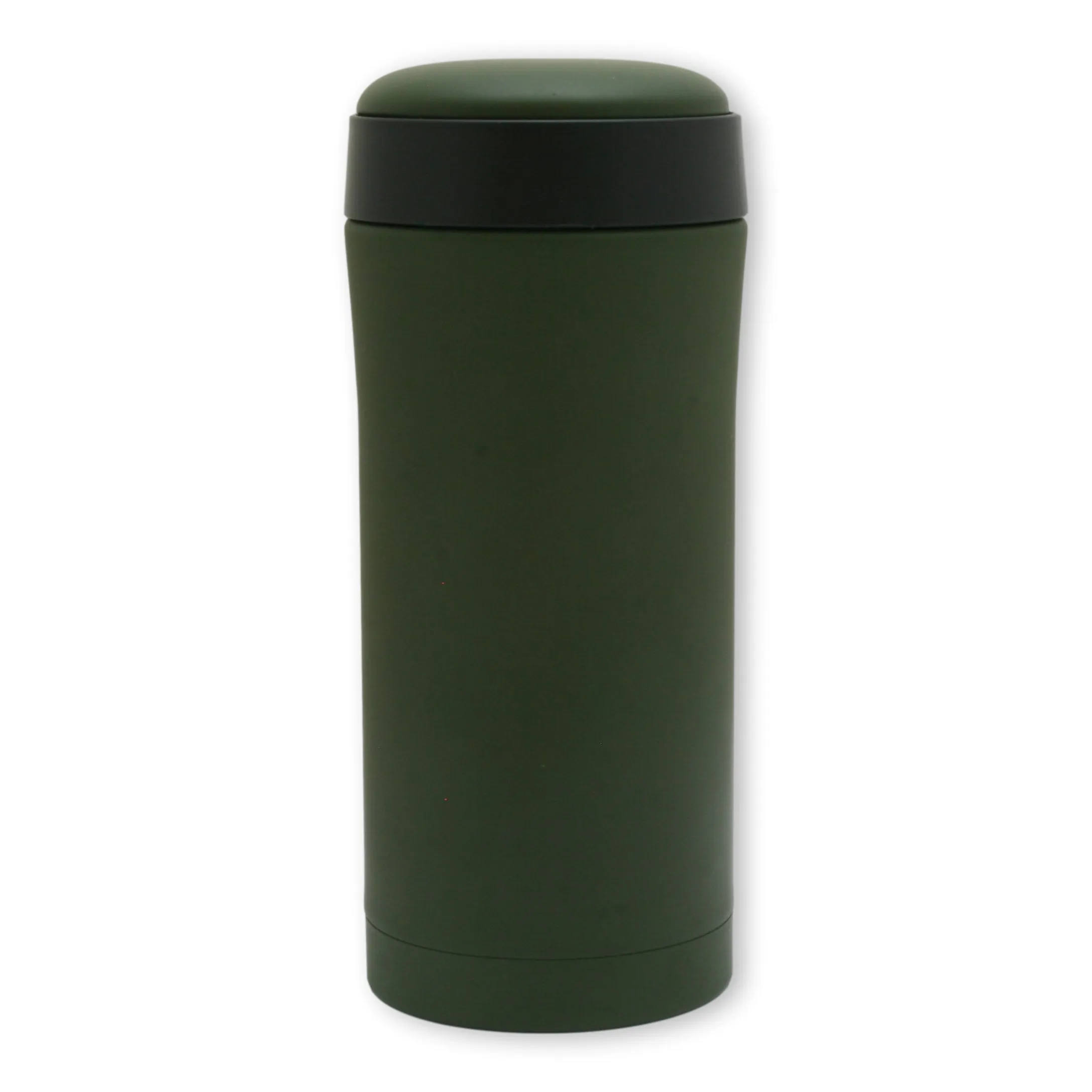 Dark Green Travel Flask With Lid Compartment