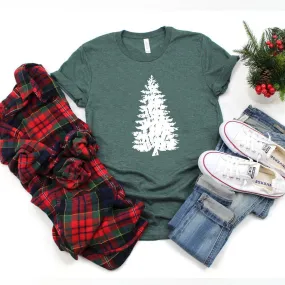 Distressed Christmas Tree Shirt Grunge Style Cute Winter Christmas Shirt Holiday Tee