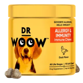 DR WOOW Duck Flavor Soft Chew Immune & Allergy Supplement for Dogs, 90 Count