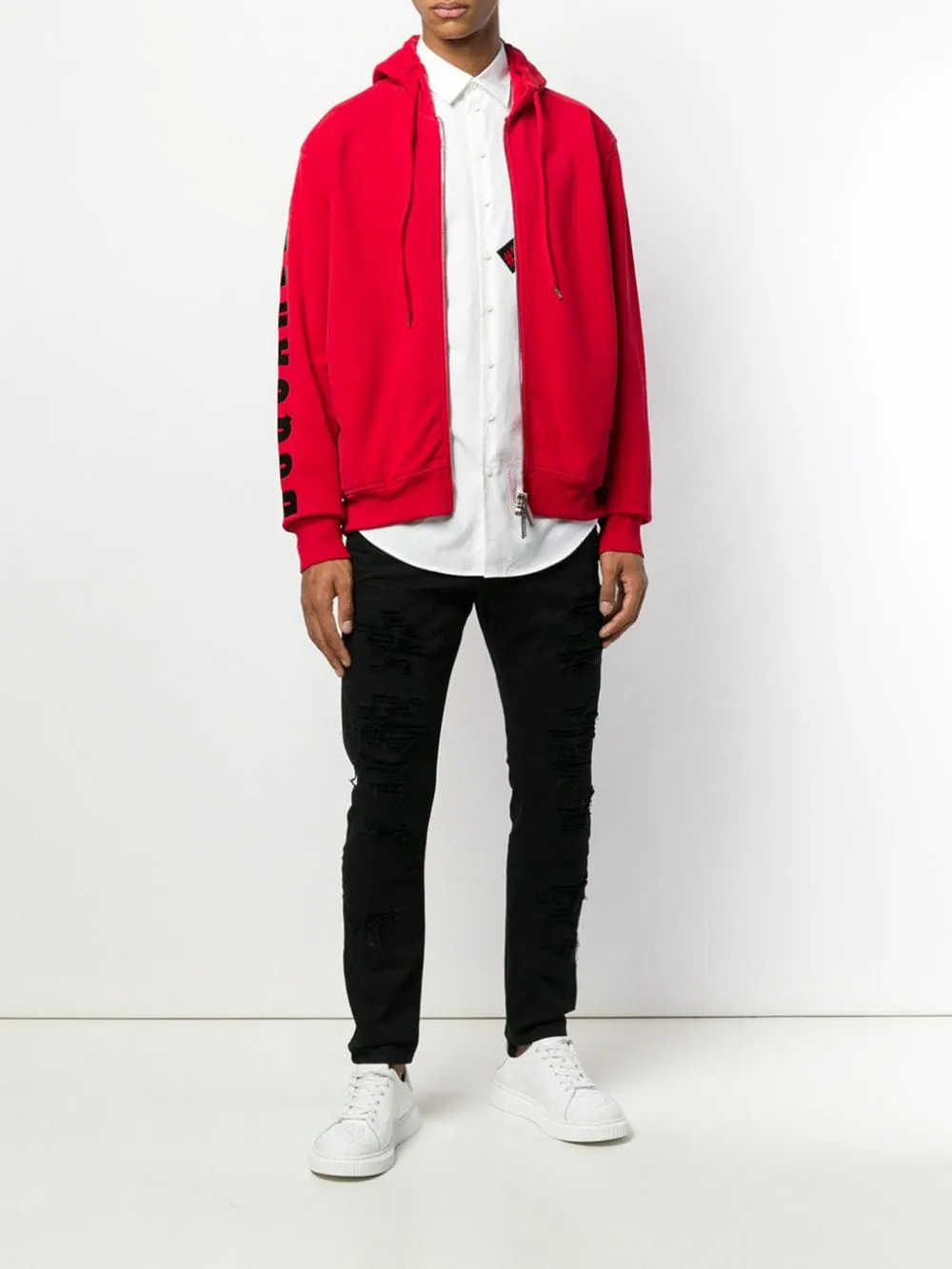 DSQUARED2 Red Zip Up Men's Sweatshirt