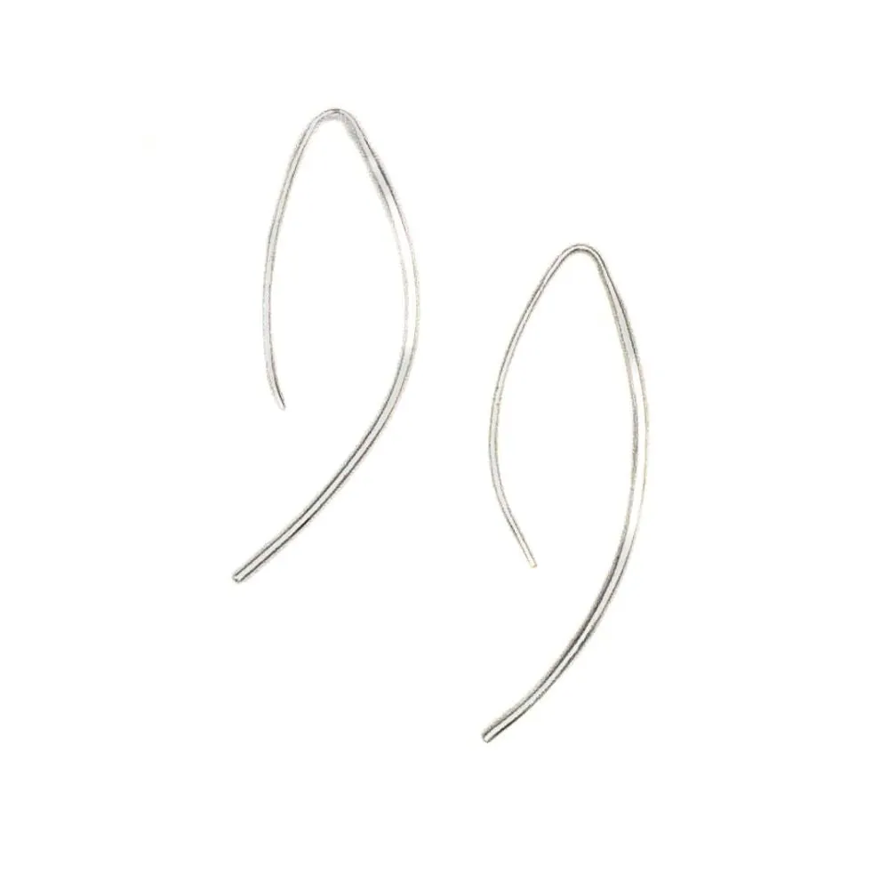 Elegant Curve Drop Earrings - Silver