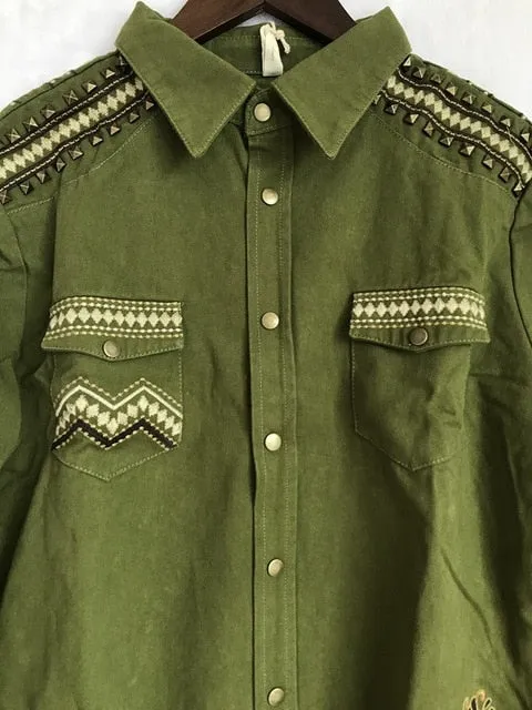 Embellished Army Green Gypsy Jacket