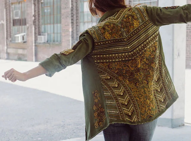 Embellished Army Green Gypsy Jacket