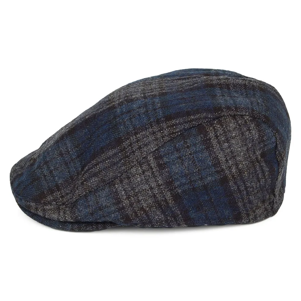 Failsworth Hats Westerdale Checked Flat Cap with Earflaps - Blue-Multi