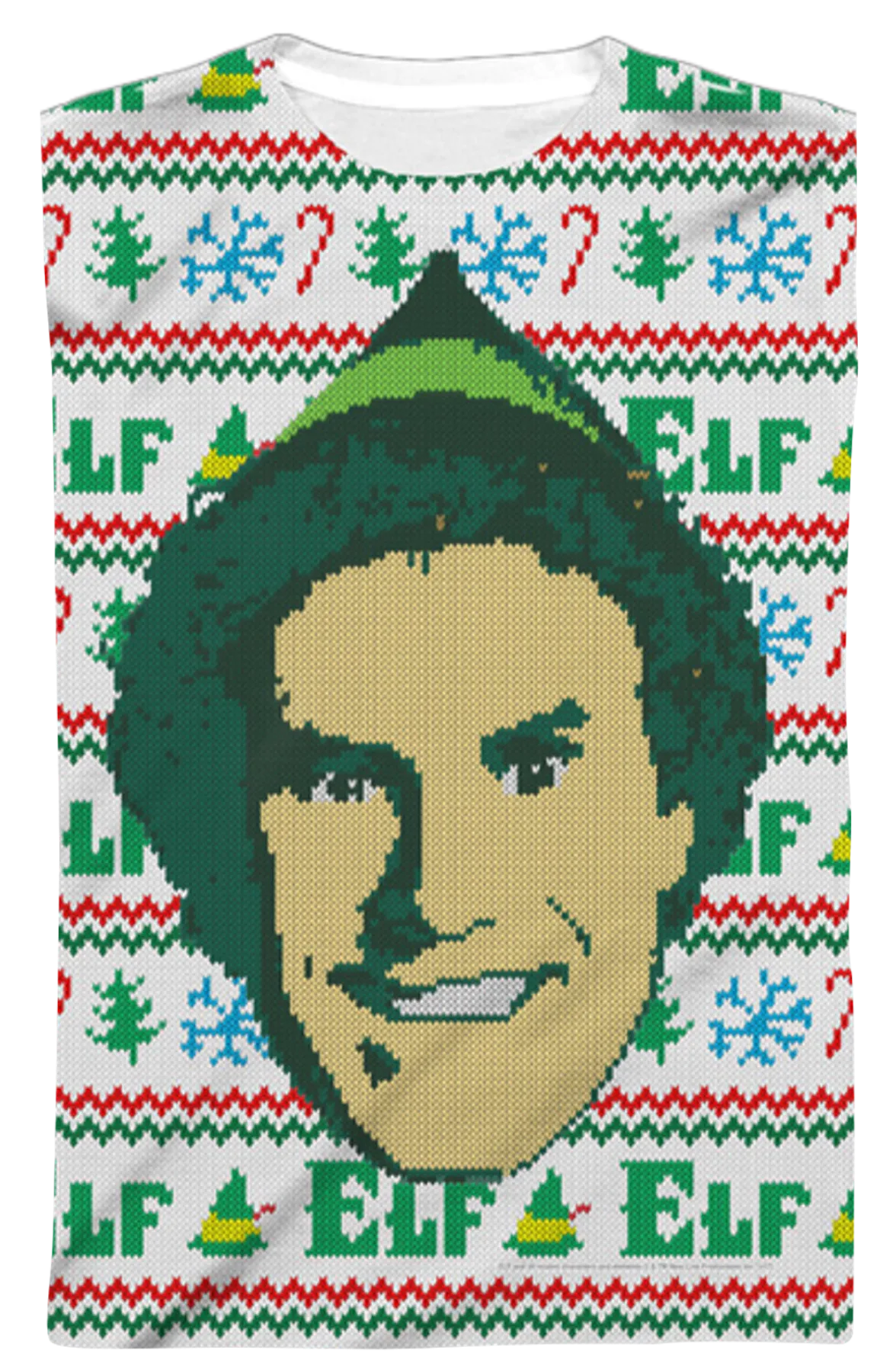 Faux Ugly Sweater Buddy the Elf Long Sleeve Tee