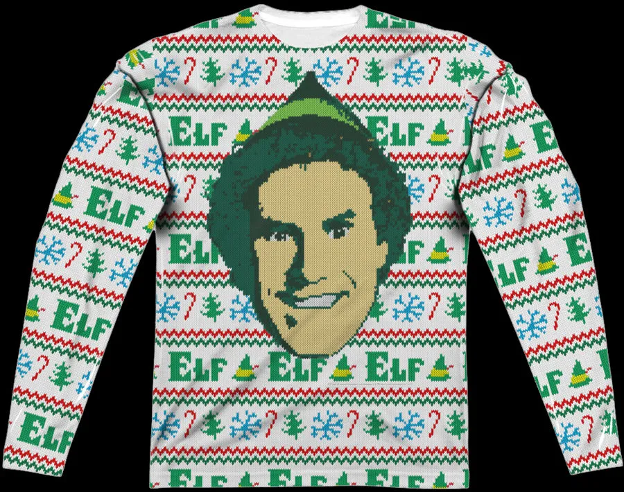 Faux Ugly Sweater Buddy the Elf Long Sleeve Tee