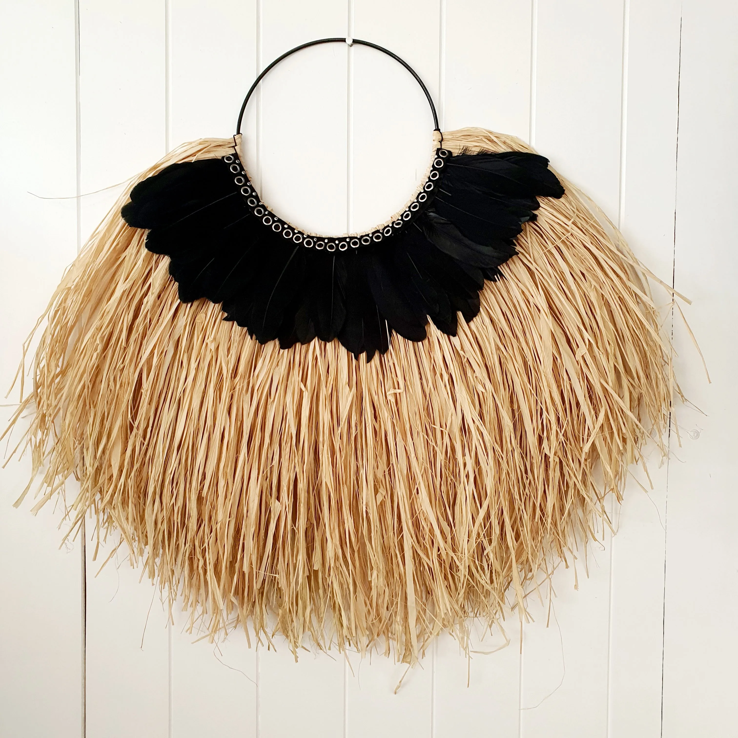 Feathered Boho Ratan Wall Hanging