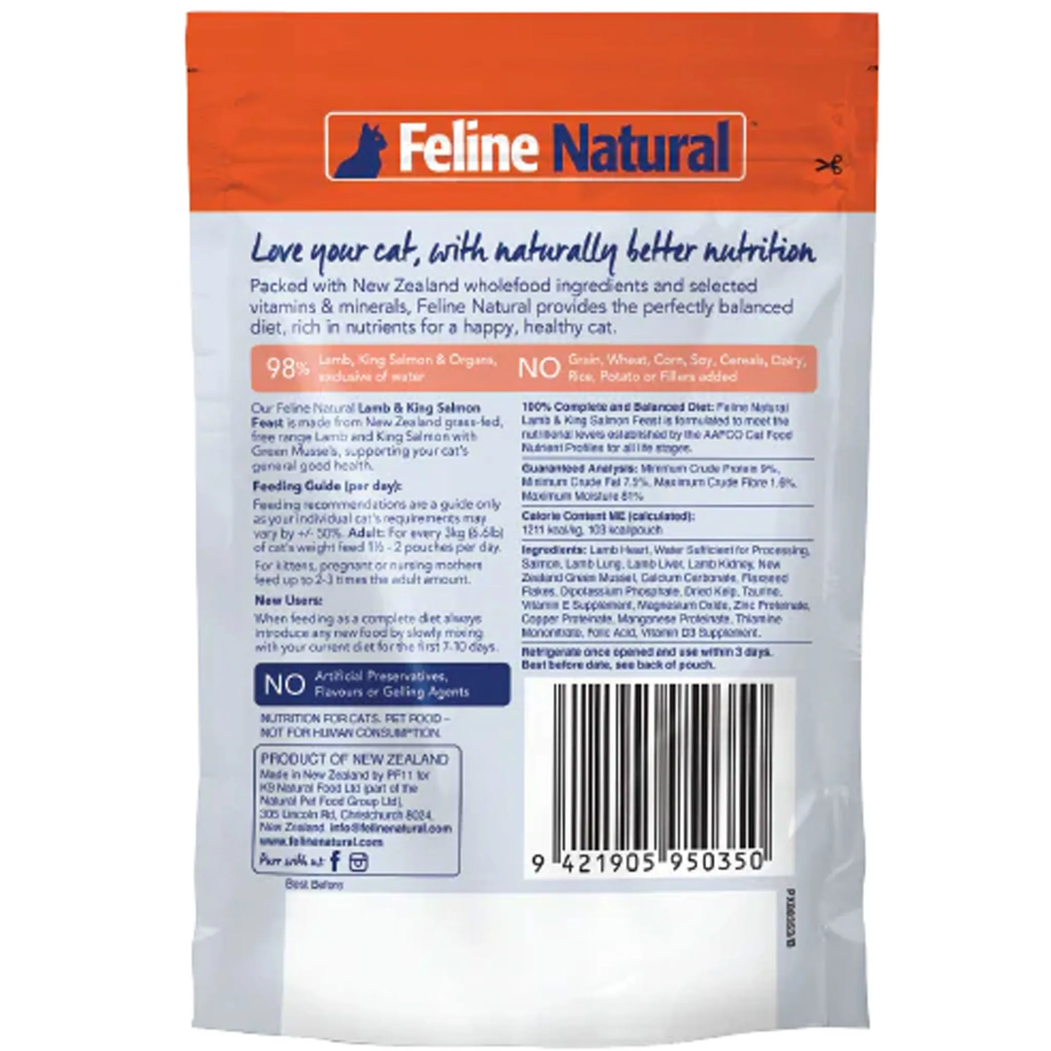 Feline Natural Pouch Lamb & Salmon Cat Food