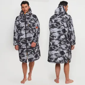 Fleece-Lined Waterproof Changing Robe | Waterproof & Windproof | Unisex | Grey Camouflage