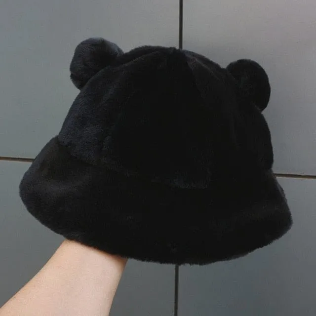 Fluffy Teddy Ears Bucket Hat