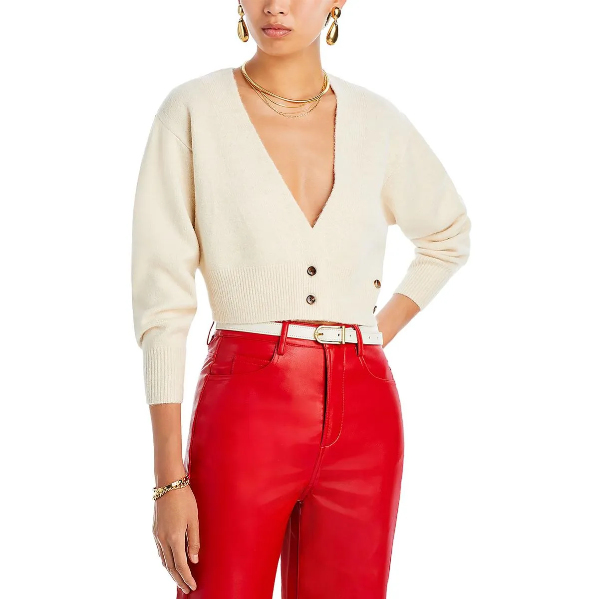 Fore Womens V Neck Crop Cardigan Sweater