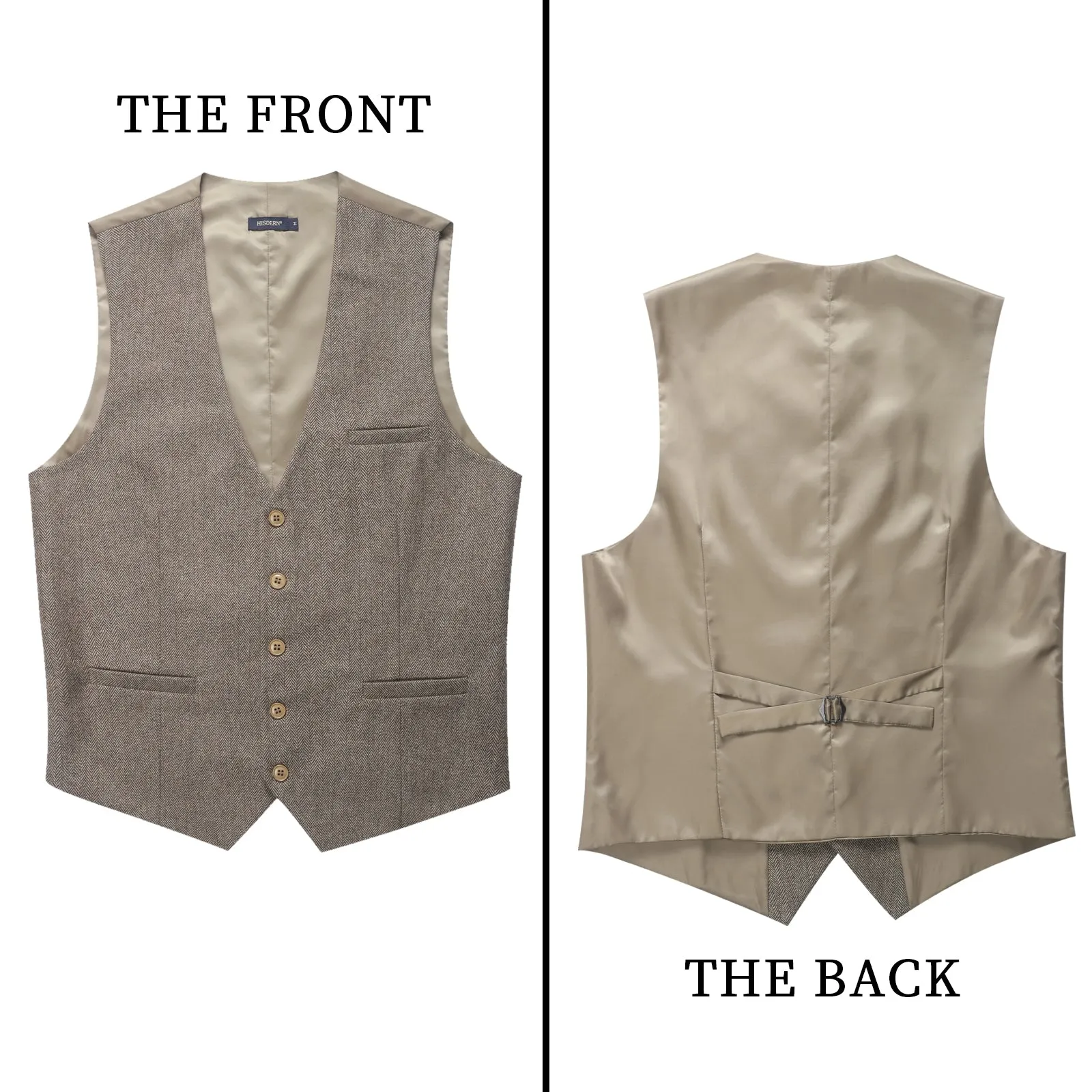 Formal Suit Vest - A-BROWN-SMOOTH BACK