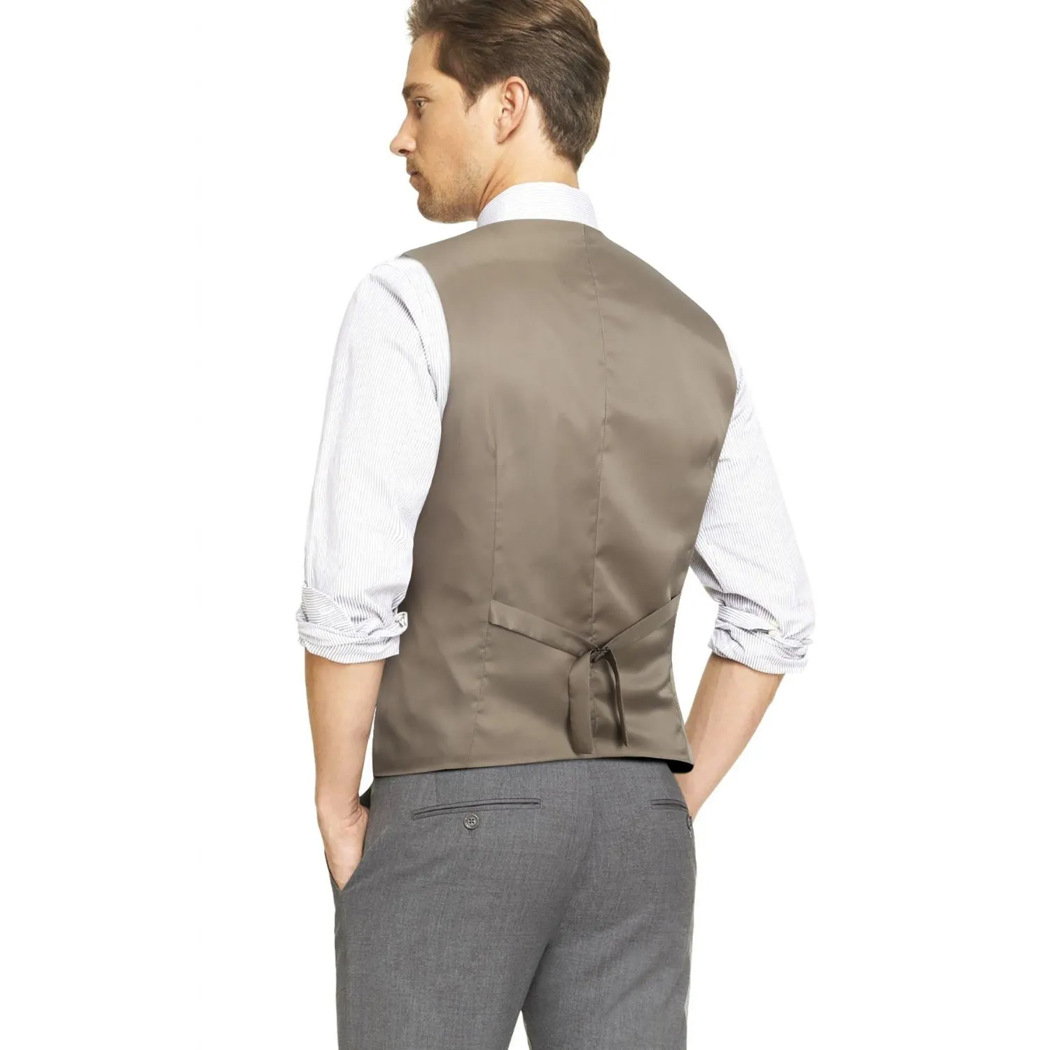 Formal Suit Vest - A-BROWN-SMOOTH BACK