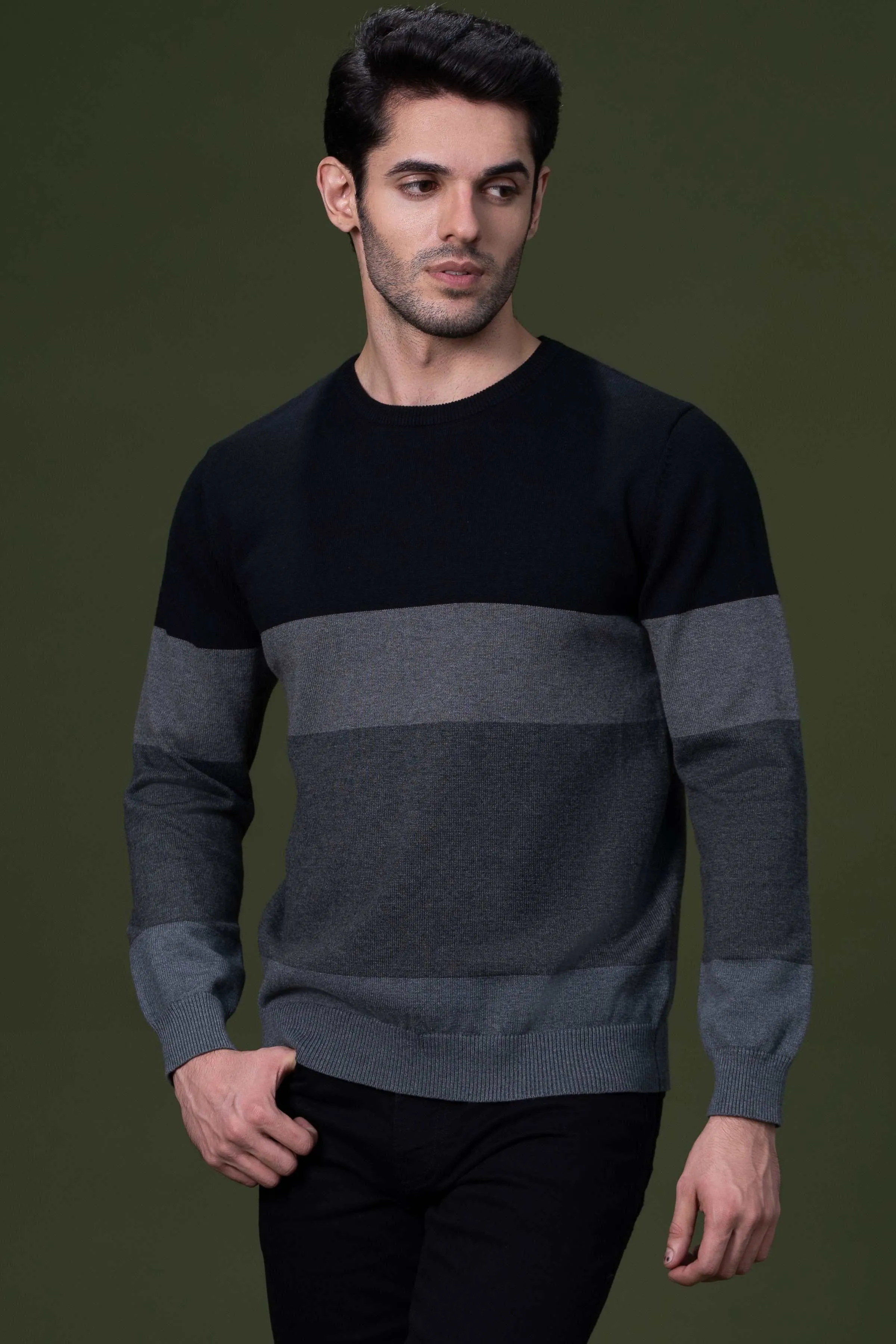 FULL SLEEVE SWEATER BLACK GREY