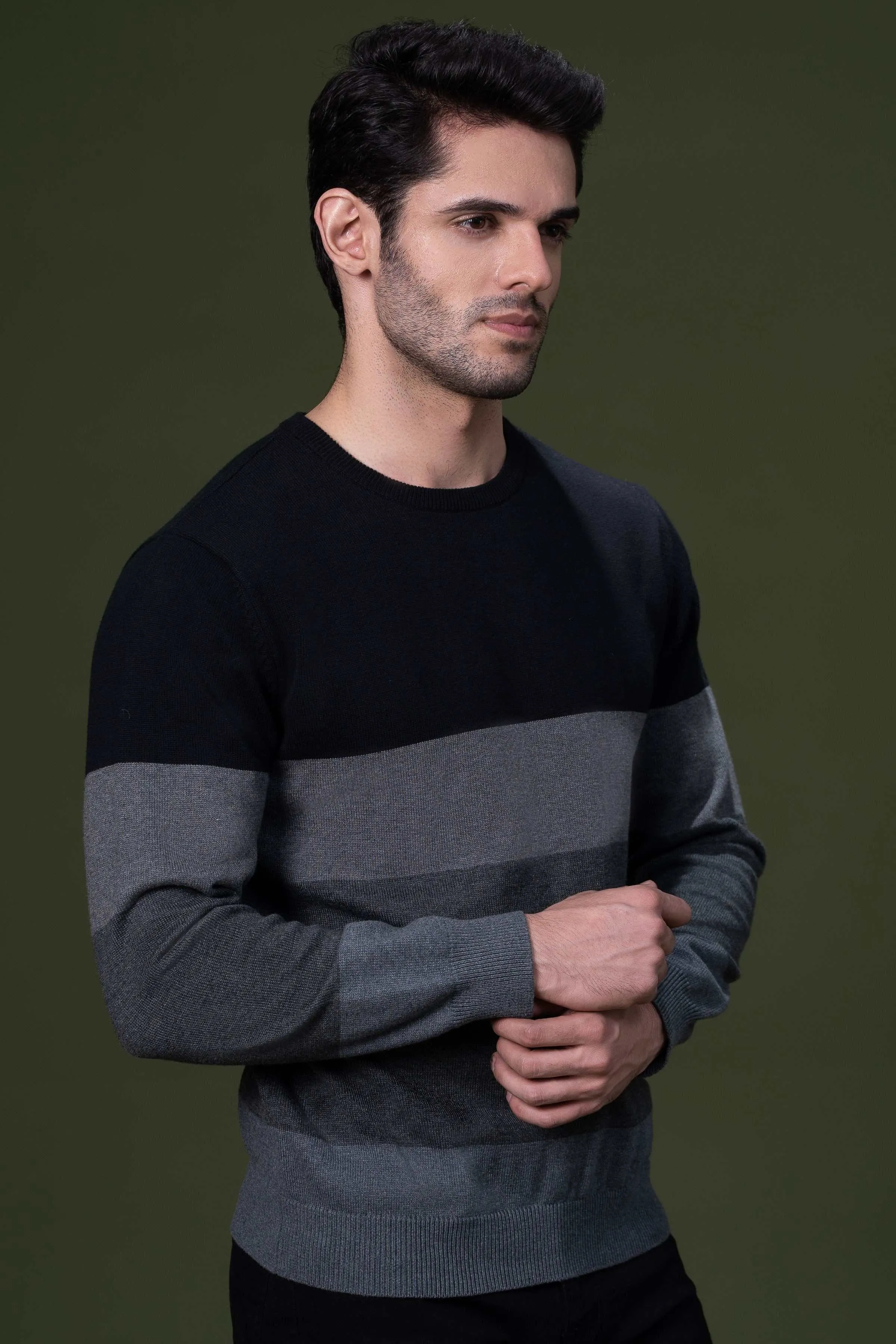 FULL SLEEVE SWEATER BLACK GREY