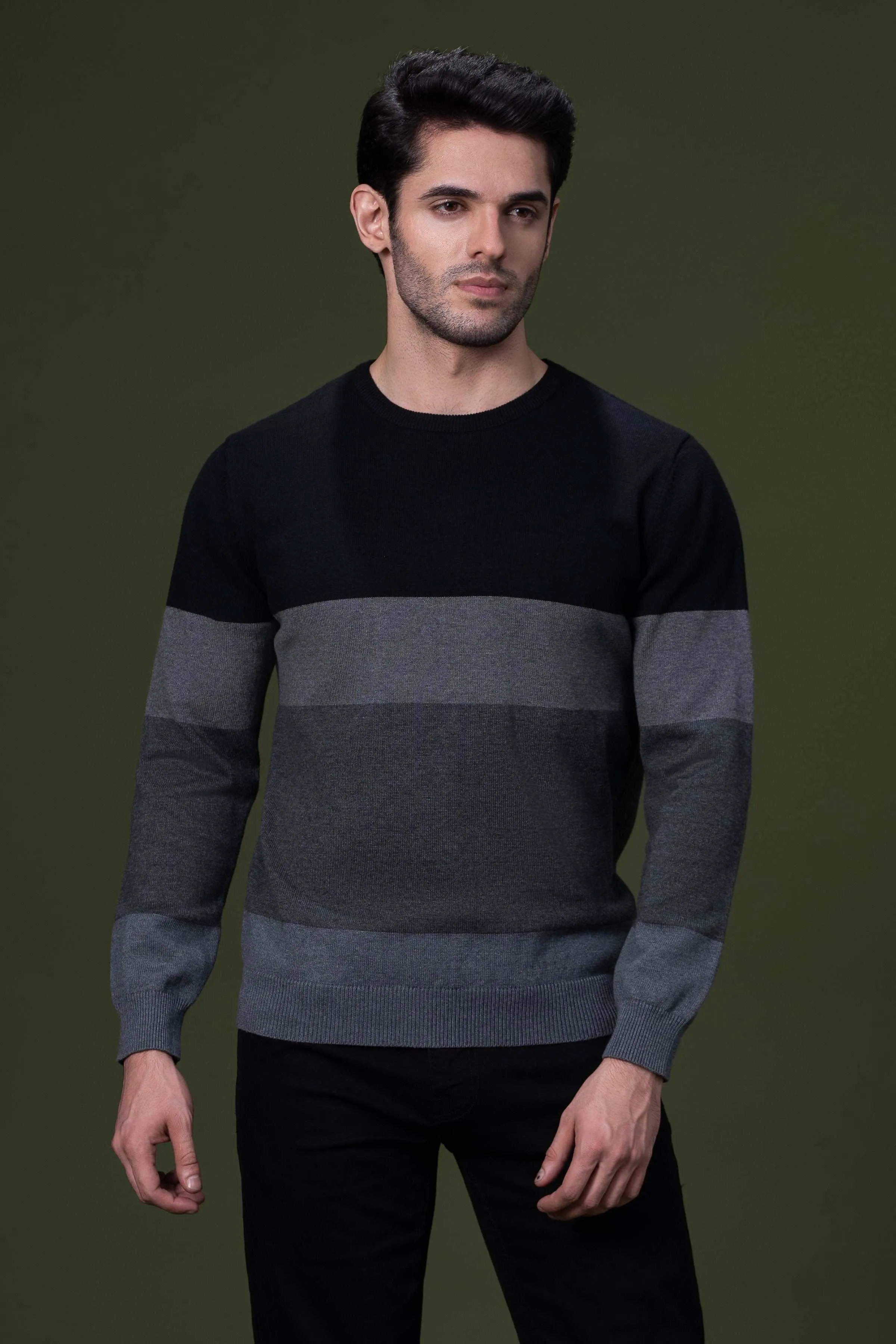 FULL SLEEVE SWEATER BLACK GREY