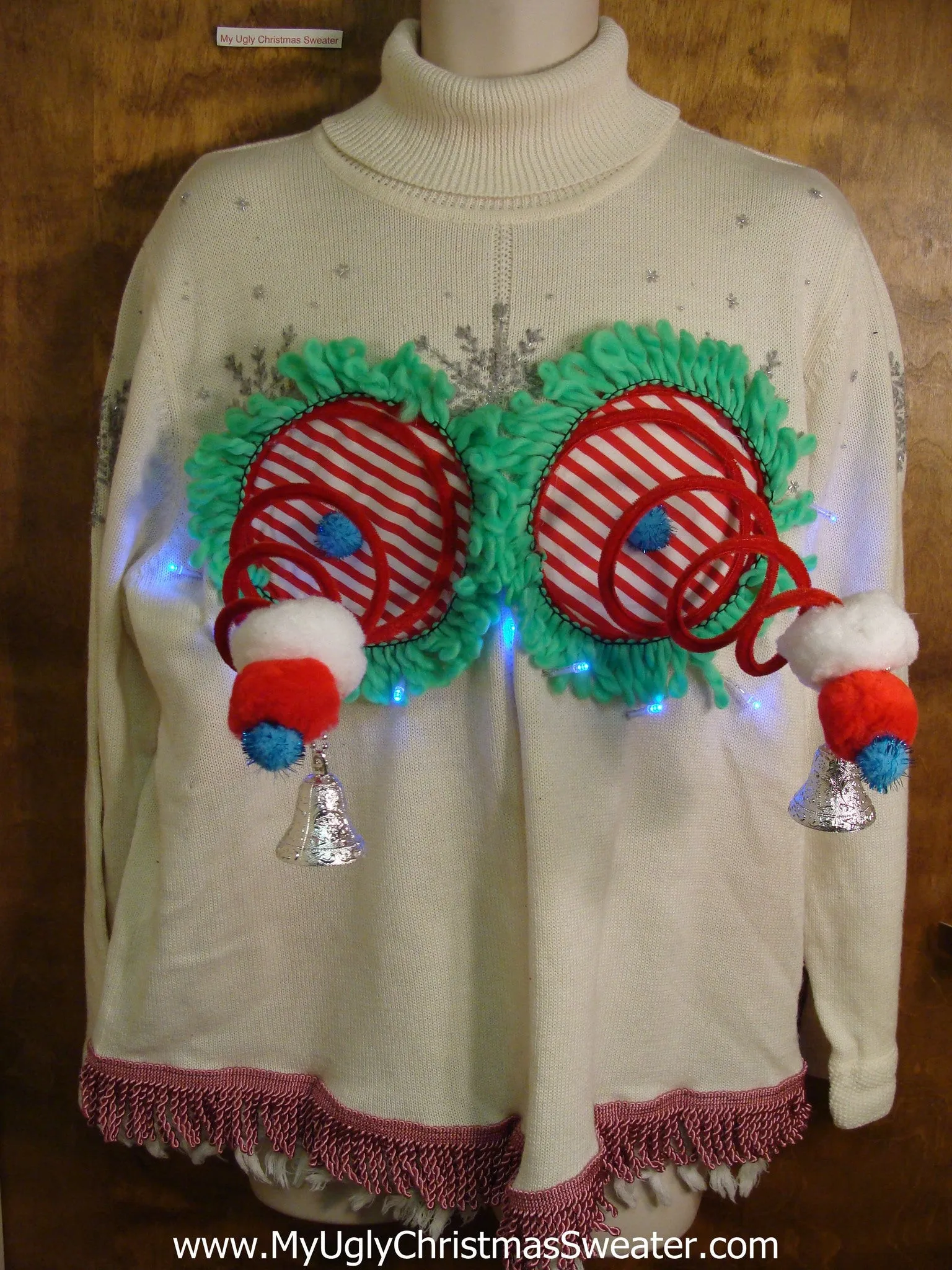 Funny Light-up Tneck Naughty Ugly Christmas Sweater