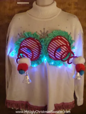 Funny Light-up Tneck Naughty Ugly Christmas Sweater