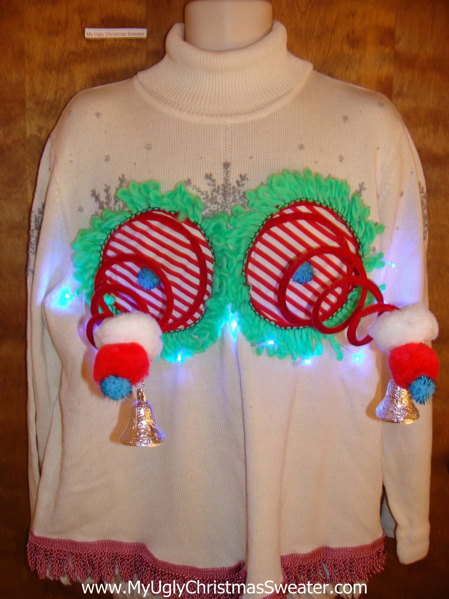 Funny Light-up Tneck Naughty Ugly Christmas Sweater