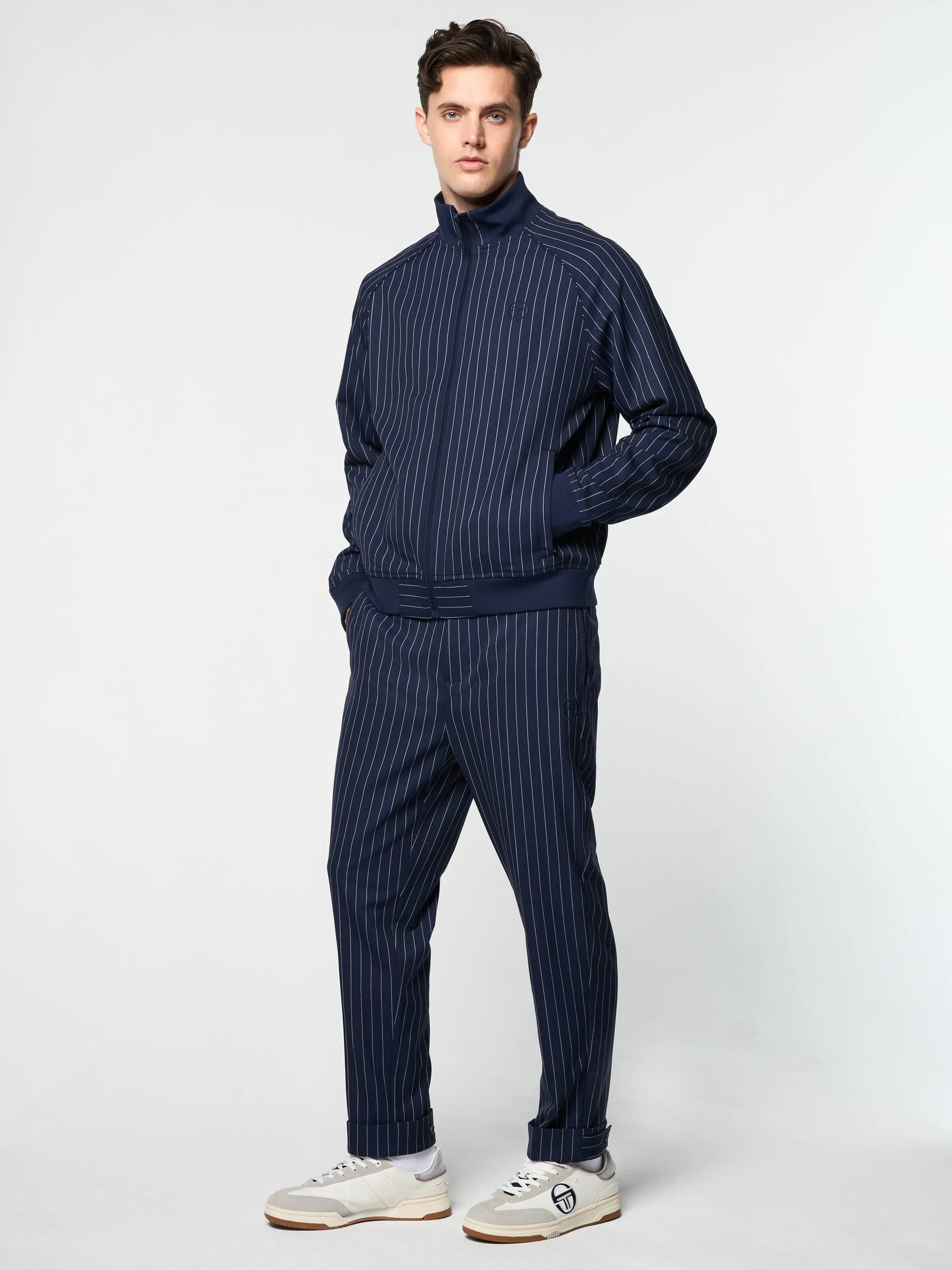 Gessato Suiting Track Pant- Maritime Blue