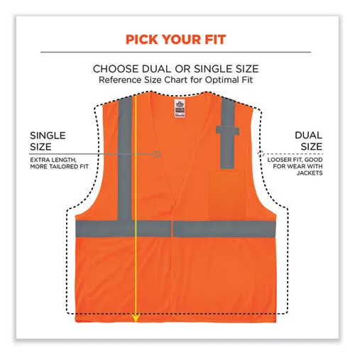 Glowear 8210hl-s Single Size Class 2 Economy Mesh Vest, Polyester, Large, Orange