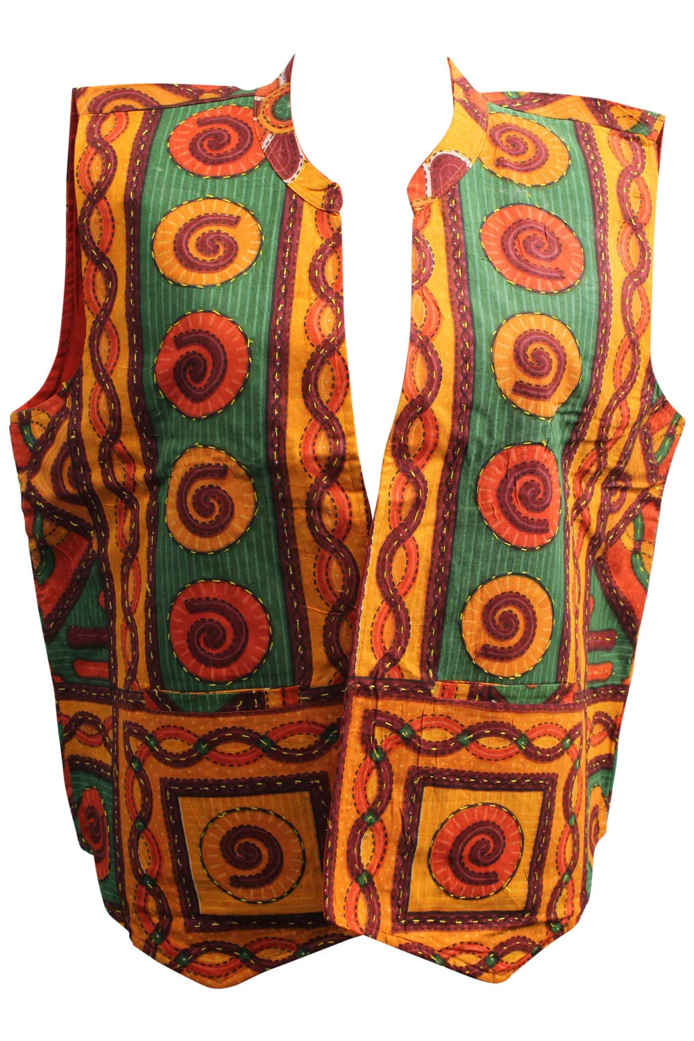 Handmade Floral Printed Sleeveless Kantha Jacket Unisex Fashion Wear Accessories