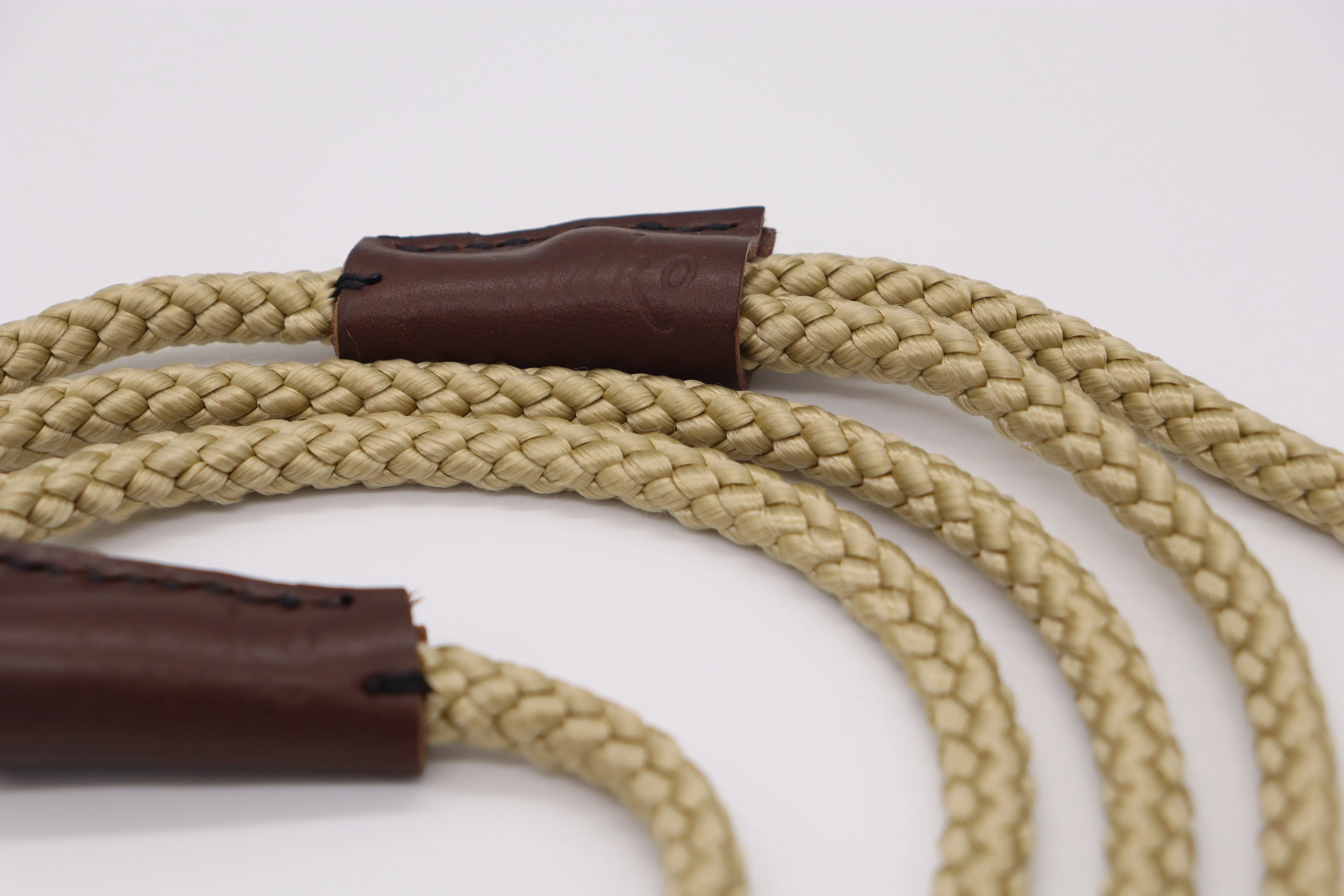 Handmade Slip Lead - Sand Rope with Leather and Brass