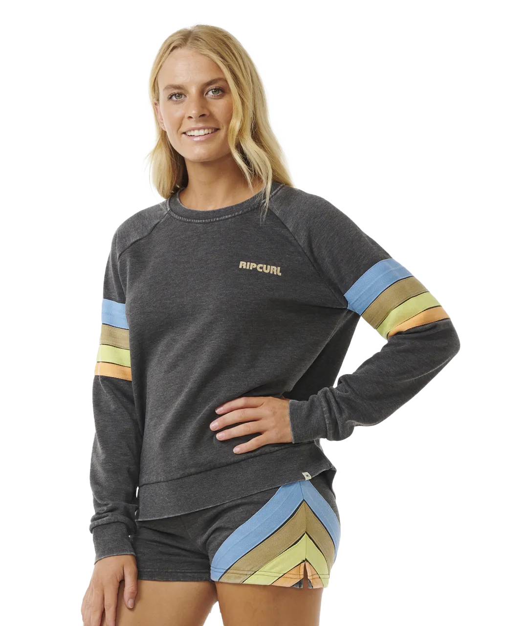 High Tide Surf Raglan Sweatshirt in Washed Black