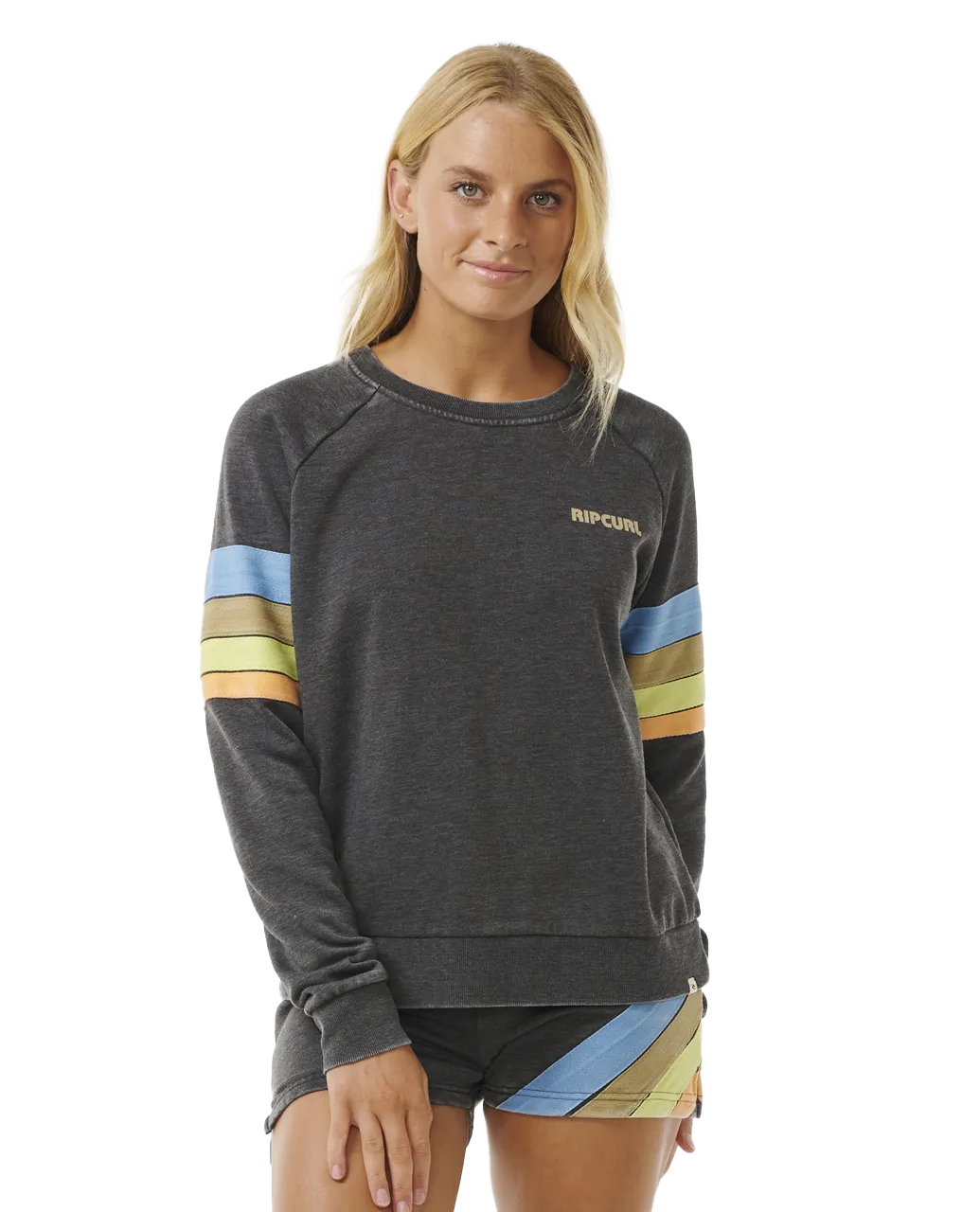 High Tide Surf Raglan Sweatshirt in Washed Black