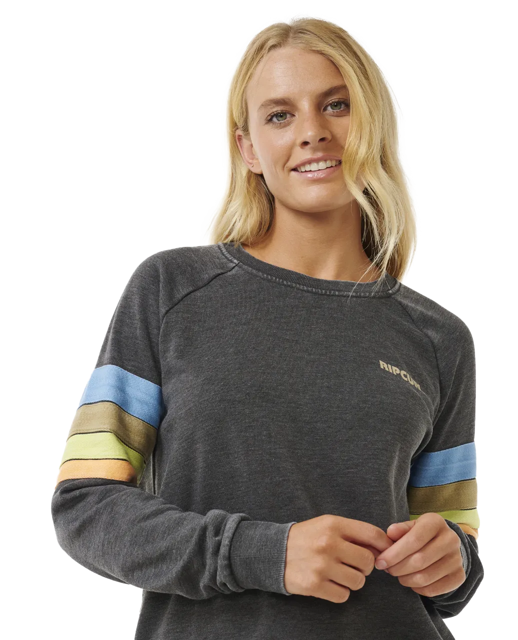 High Tide Surf Raglan Sweatshirt in Washed Black